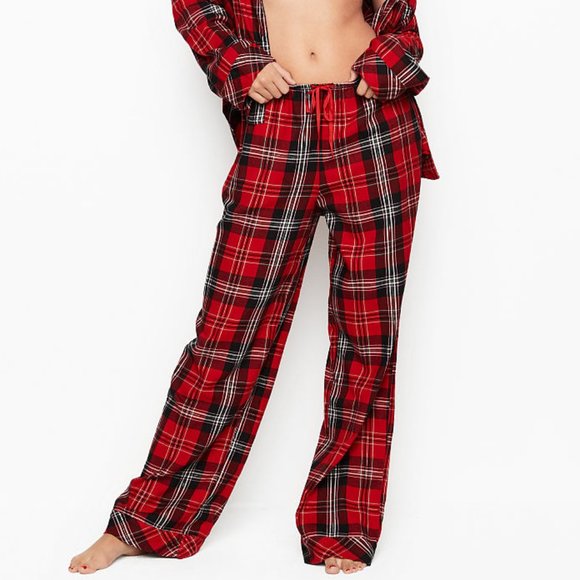 NWT VS M Cotton Flannel PJ Set Red Black Plaid - Picture 8 of 16